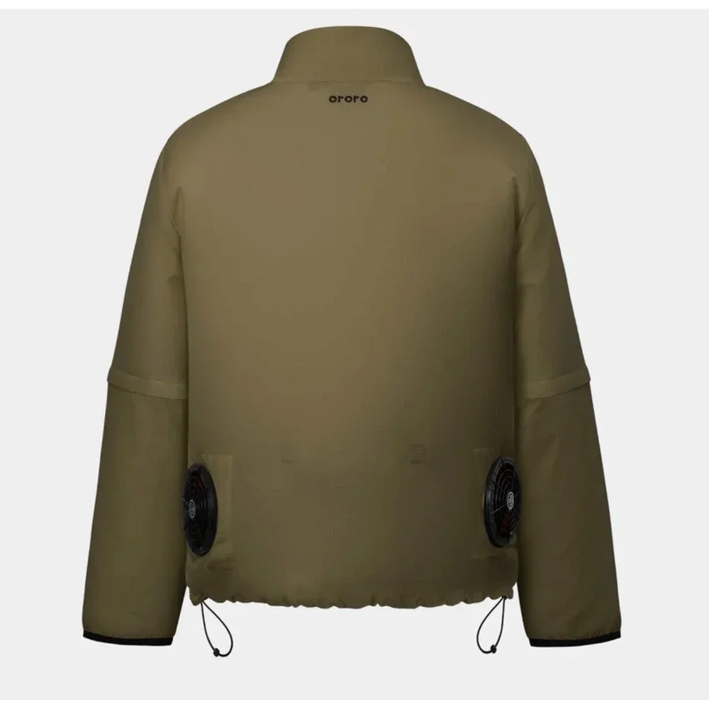 Ororo Zenflow Power Cooling Jacket  Zip Off Sleeves Olive Green Men's Large - Picture 2 of 13